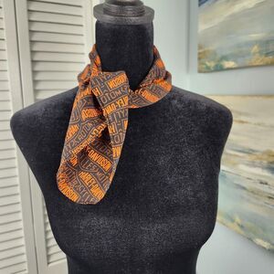 Harley-Davidson Silk Scarf 23” Square Black Orange Logo Biker Moto Accessory